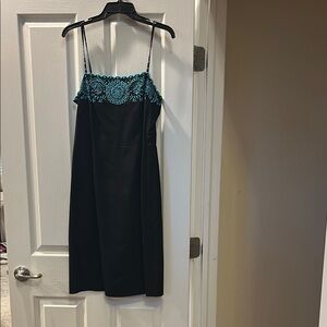 Ann Taylor Black and Blue Embellished Slip Dress
